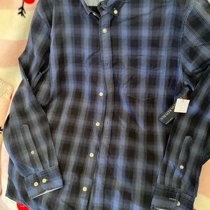 Banana Republic Navy and Black Plaid Shirt